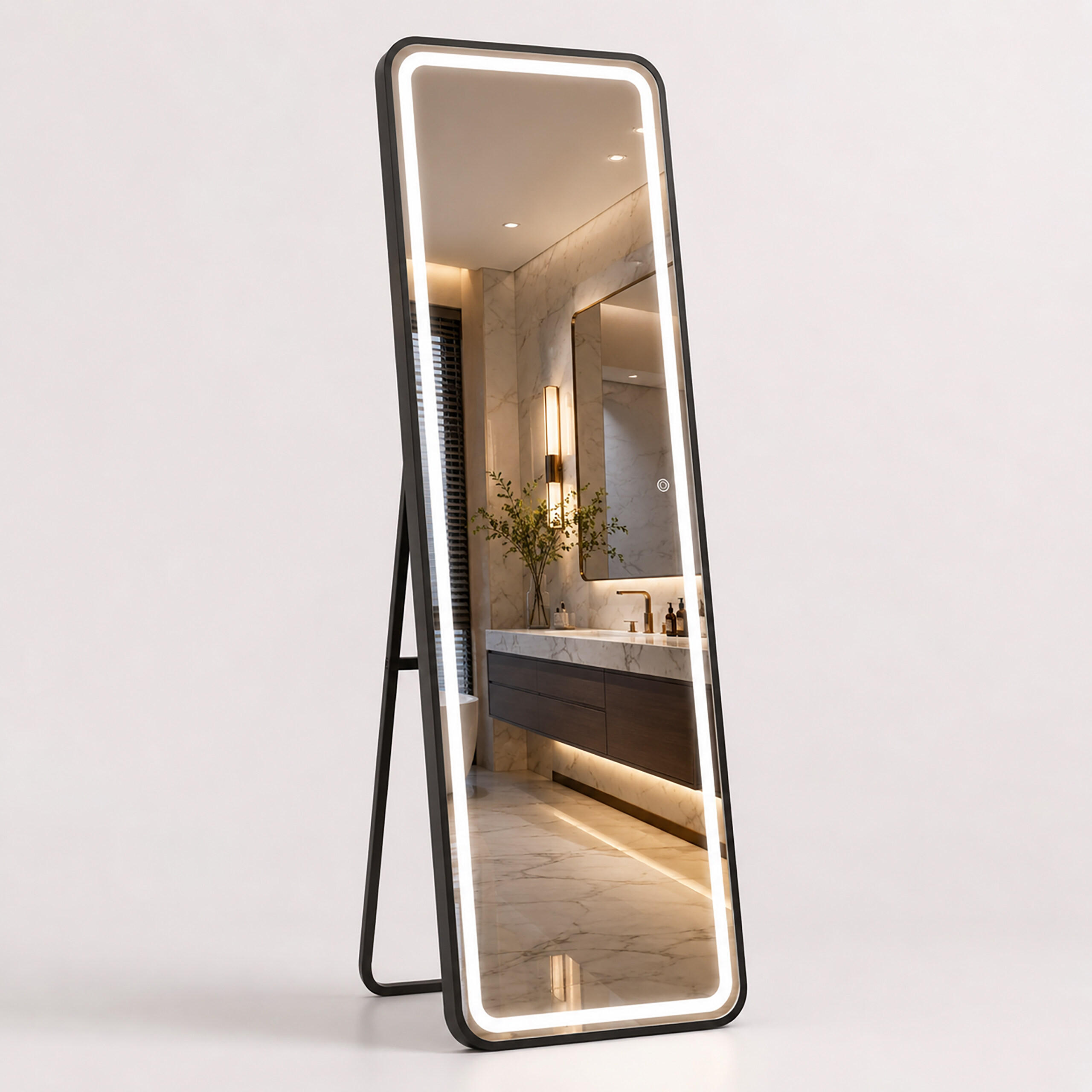 OGLINDA Neagra dreptunghiulara iluminare LED 160x50 cm