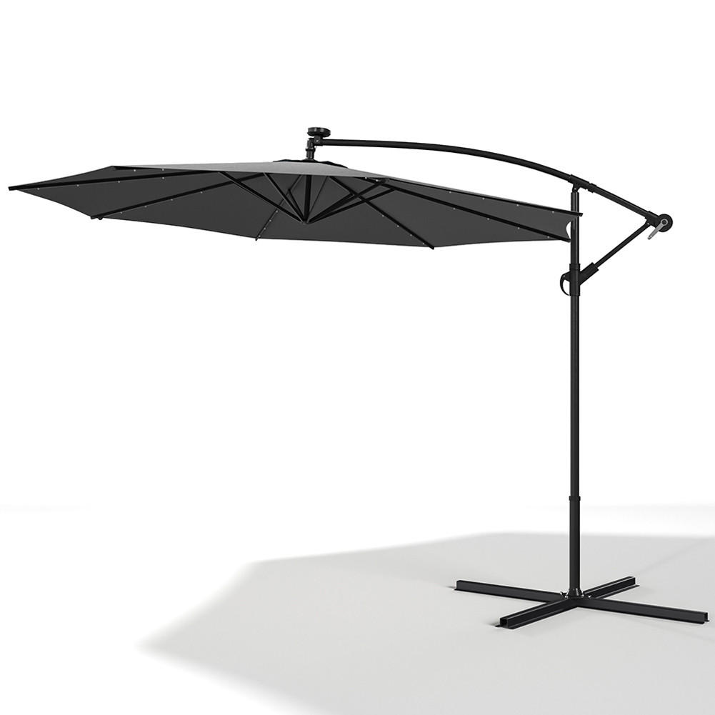 AMPELSCHIRM mit Kreuzständer aus Polyester Metall in Schwarz drehbar 360° neigbar 60° 3 x 2.6m Garten Balkon - Schwarz, Metall (300/240cm) - Livingandhome