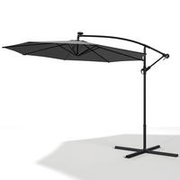AMPELSCHIRM mit Kreuzständer aus Polyester Metall in Schwarz drehbar 360° neigbar 60° 3 x 2.6m Garten Balkon - Schwarz, Metall (300/240cm) - Livingandhome
