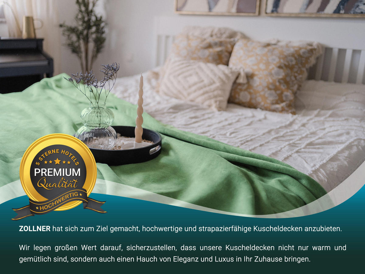 KUSCHELDECKE, 220x240 cm, 60% Baumwolle, 40% Polyacryl, Grün - Hellgrün, Naturmaterialien (220/240cm) - Zollner