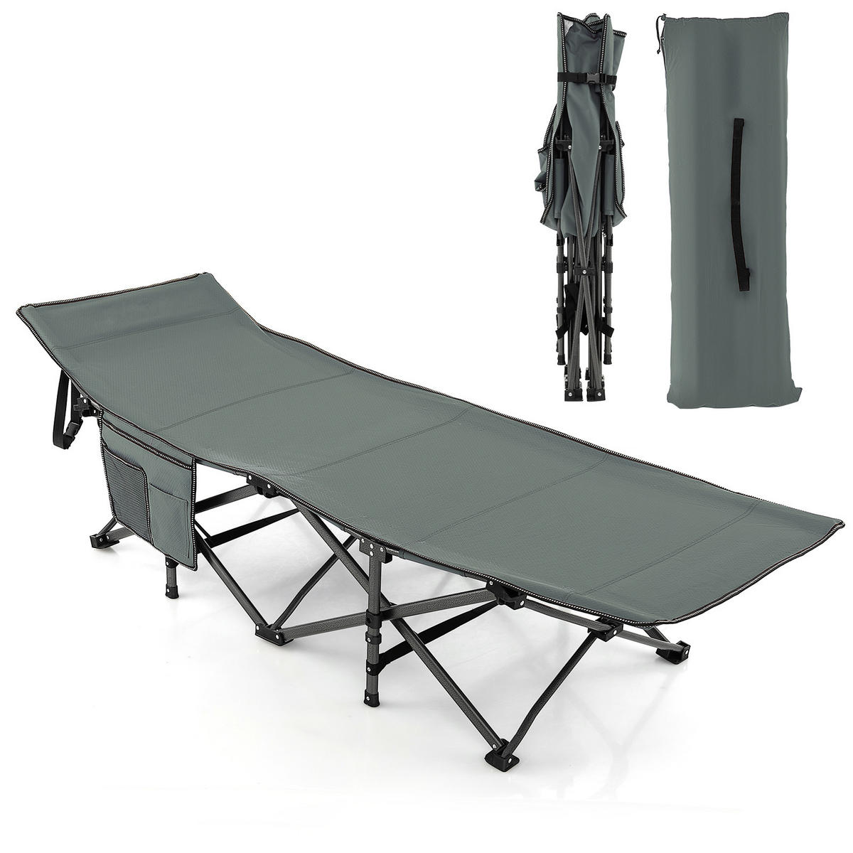 CAMPINGLIEGE Klappbare Grau - Grau, Metall - COSTWAY