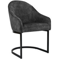 ESSZIMMERSTUHL Samt Dunkelgrau - Dunkelgrau/Schwarz, Textil/Metall (60/87/59cm) - CLP