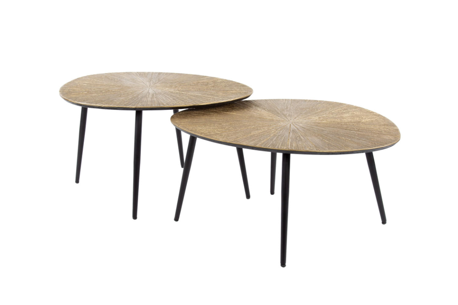 COUCHTISCH-SET TIBALI Bronze Metall - Schwarz/Bronzefarben, Metall (77/60/43cm) - KAWOLA