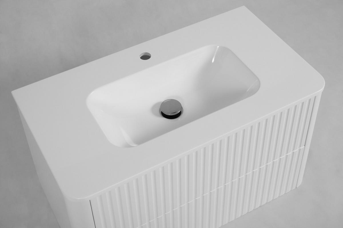BADEZIMMERSCHRANK: Weiß, mit Waschbecken, Beine Schwarz, 60,7 x 44,4 x 64,9 cm - Schwarz/Weiß, Holzwerkstoff (60.3/63.4/43.7cm) - 3XE LIVING