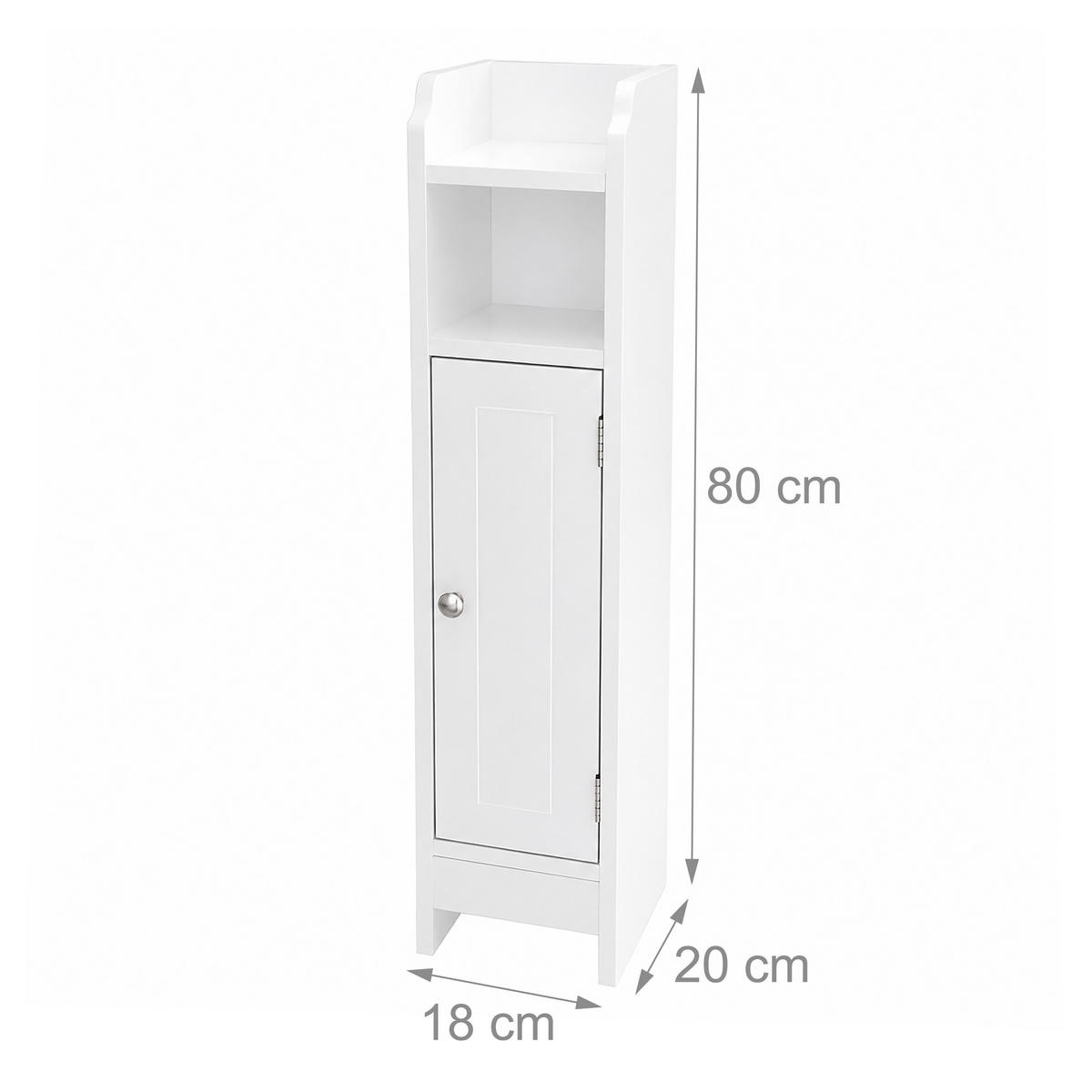 BADEZIMMERSCHRANK Weiß Landhausstil 80 cm - Silberfarben/Weiß, Holzwerkstoff/Metall (18/80/20cm) - Relaxdays