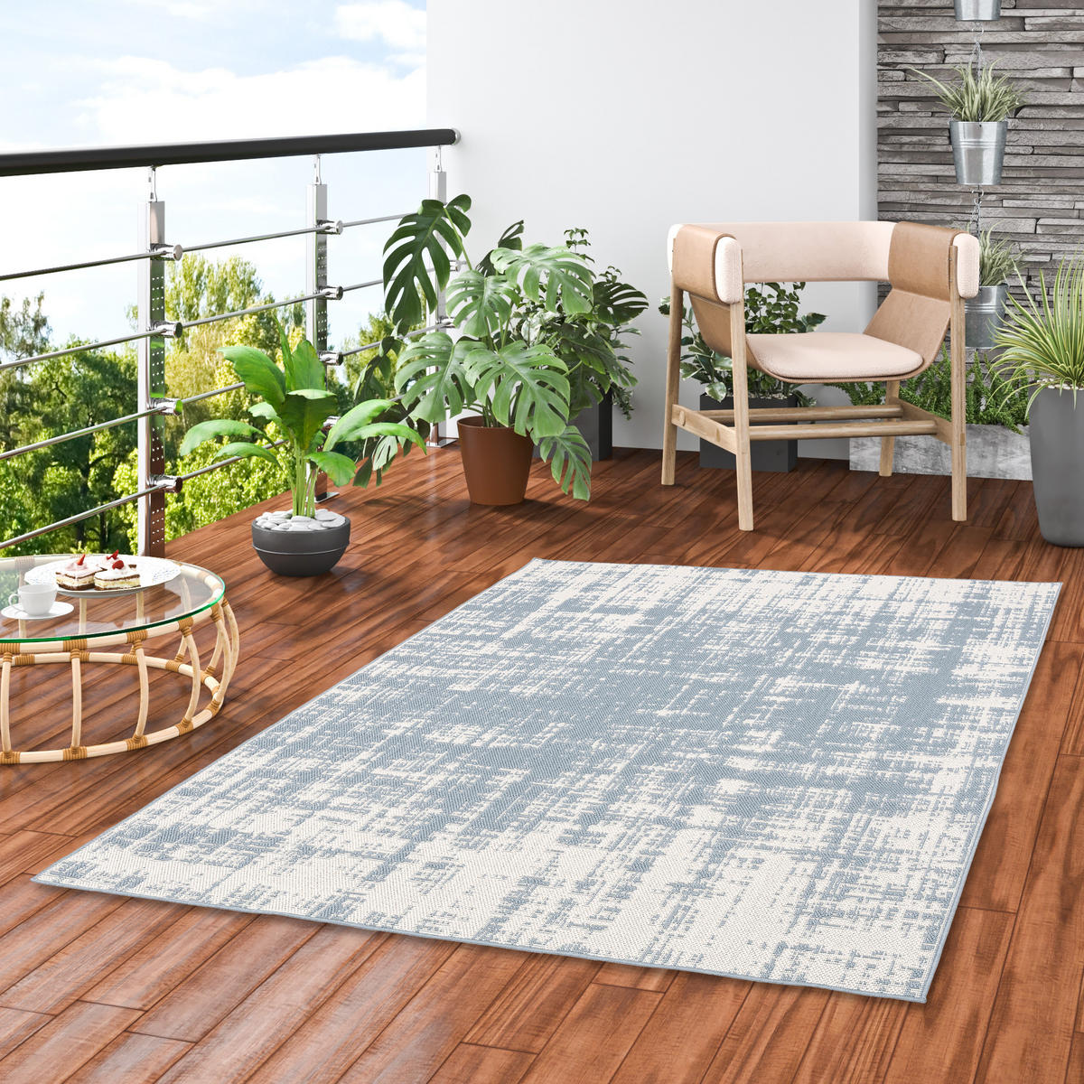 IN & OUTDOOR TEPPICH MARBELLA VINTAGE VERLAUF - Blau, Textil (120/170cm) - Pergamon