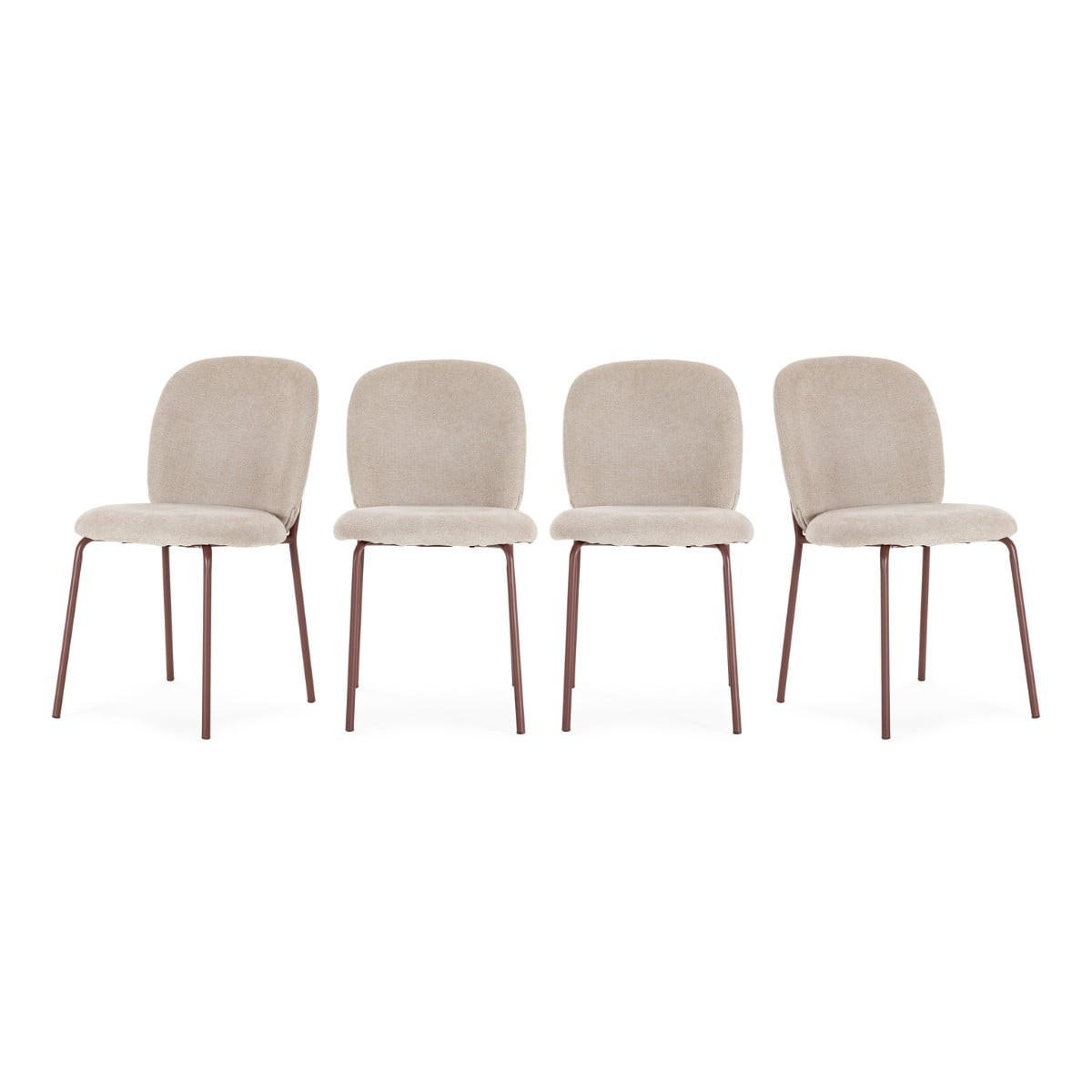 STÜHLE 4er-Set mit Stoffbezug und Metallbeinen 60/85/51 cm - Terracotta, Textil (60/85/52.5cm) - Calicosy