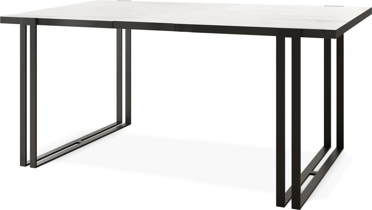 ESSTISCH Marina rechteckig ausziehbar, Marmor Weiß 140-240/80/76 cm - Ecru/Schwarz, Holzwerkstoff/Metall (140/80/76cm) - WFL GROUP