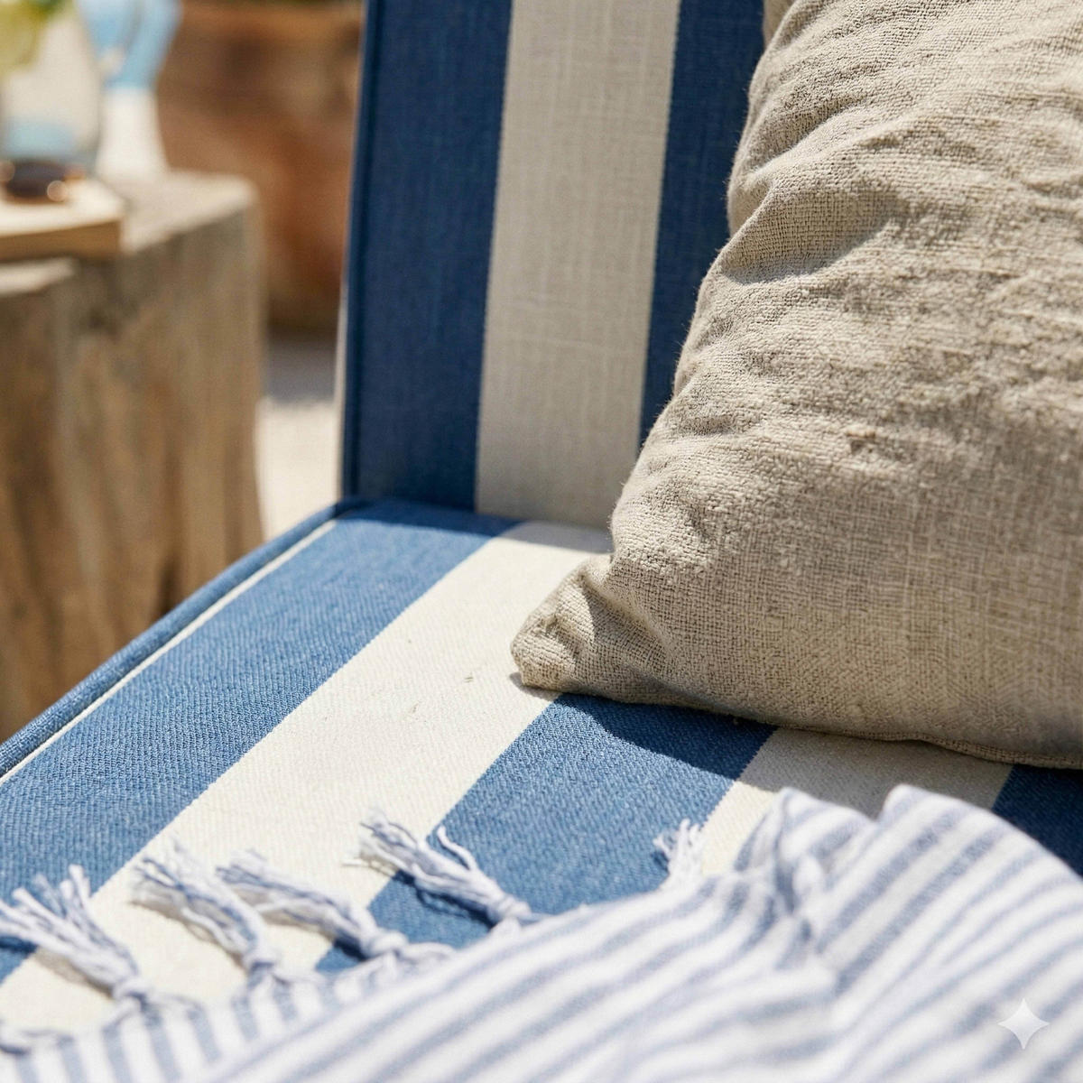 GARTENSOFA mit 2 Sitzplätzen, Blau - Blau, Textil (153/78/144cm) - Oviala