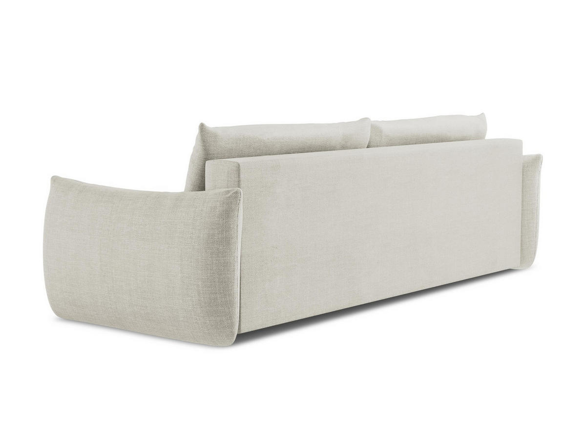 3-SITZER SOFA mit Schlaffunktion Strukturstoff Beige - Beige/Schwarz, Holzwerkstoff/Kunststoff (230/90/105cm) - LaMiaSofa