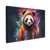 LEINWANDBILD Panda - Jacke - Graffiti - Orange XXL 150x100 cm - Orange, Textil (150/100cm) - MuchoWow