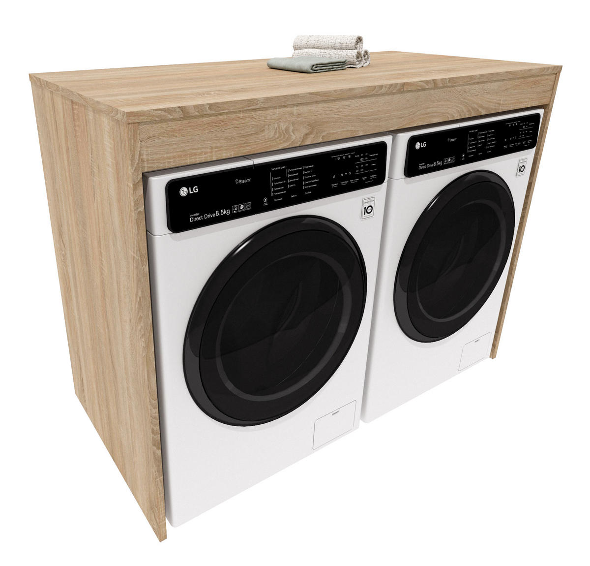 WASCHMASCHINENSCHRANK für Waschmaschine & Wäschetrockner Beige 129/97/61 - Sonoma Eiche, Holzwerkstoff (129/97/61cm) - RAUMHIRSCH FURNITURE