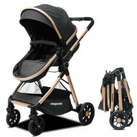 BUGGYS 2-in-1-Kombikinderwagen mit Babywanne 0-36 Monate kompakt faltbar - Schwarz, Metall (80/62/103cm) - Raelunyi