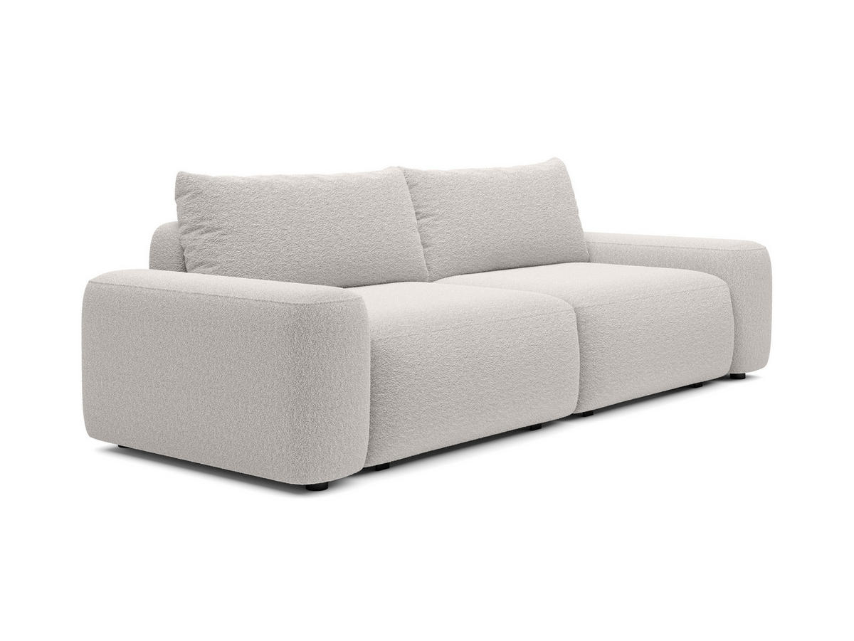 BETTSOFA RUOTA Grau Bucle-Stoff mit Schlaffunktion - Grau, Textil (105/87/257cm) - MASSENO