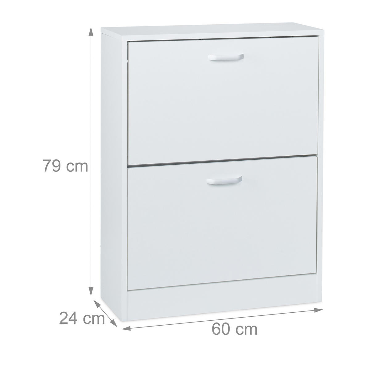 SCHUHSCHRANK - Silberfarben/Weiß, Holzwerkstoff/Kunststoff (60/79/24cm) - Relaxdays