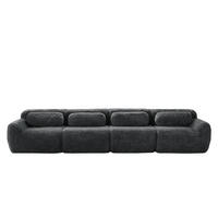 4-SITZER SOFA Plüsch Grau mit Kissen - Grau, Textil (378/73/104cm) - WISHDOR