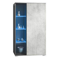 VITRINE Davos Beton Oxid Optik - Hellgrau, Holzwerkstoff (71.5/134/35cm) - Vladon