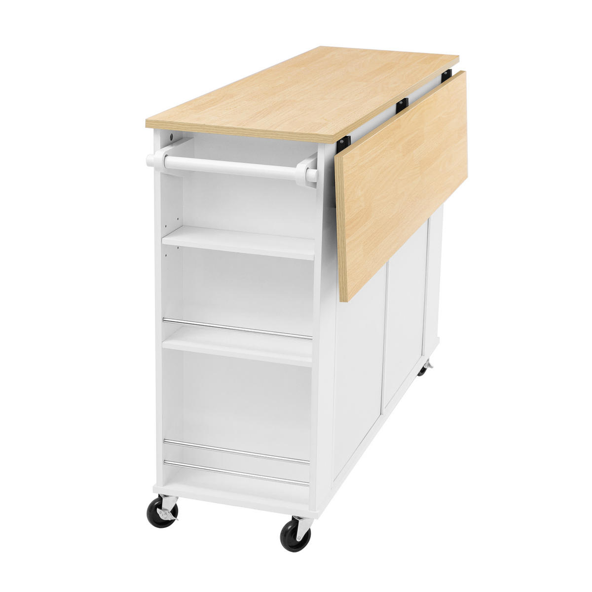 KÜCHENINSEL DE-41106 120/40-70/92 cm mit ausklappbarer Arbeitsplatte Weiß - Weiß, Holzwerkstoff (120/92/40cm) - ComfortXL