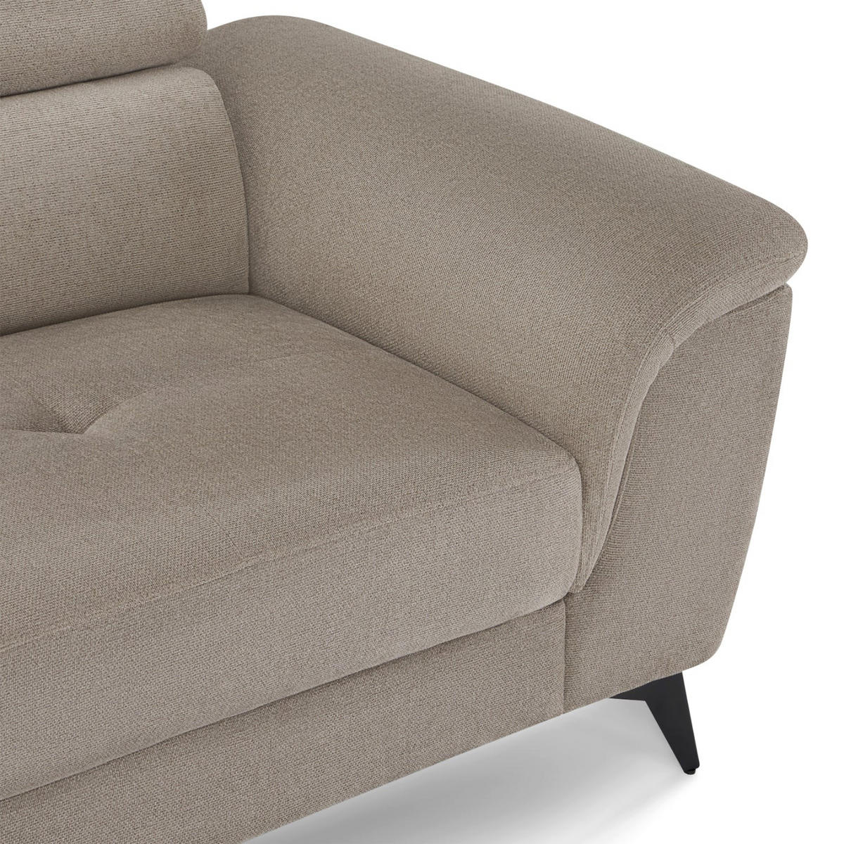 ECKSOFA Webstoff Beige - Beige/Schwarz, Textil/Metall (290/95cm) - Furnhouse