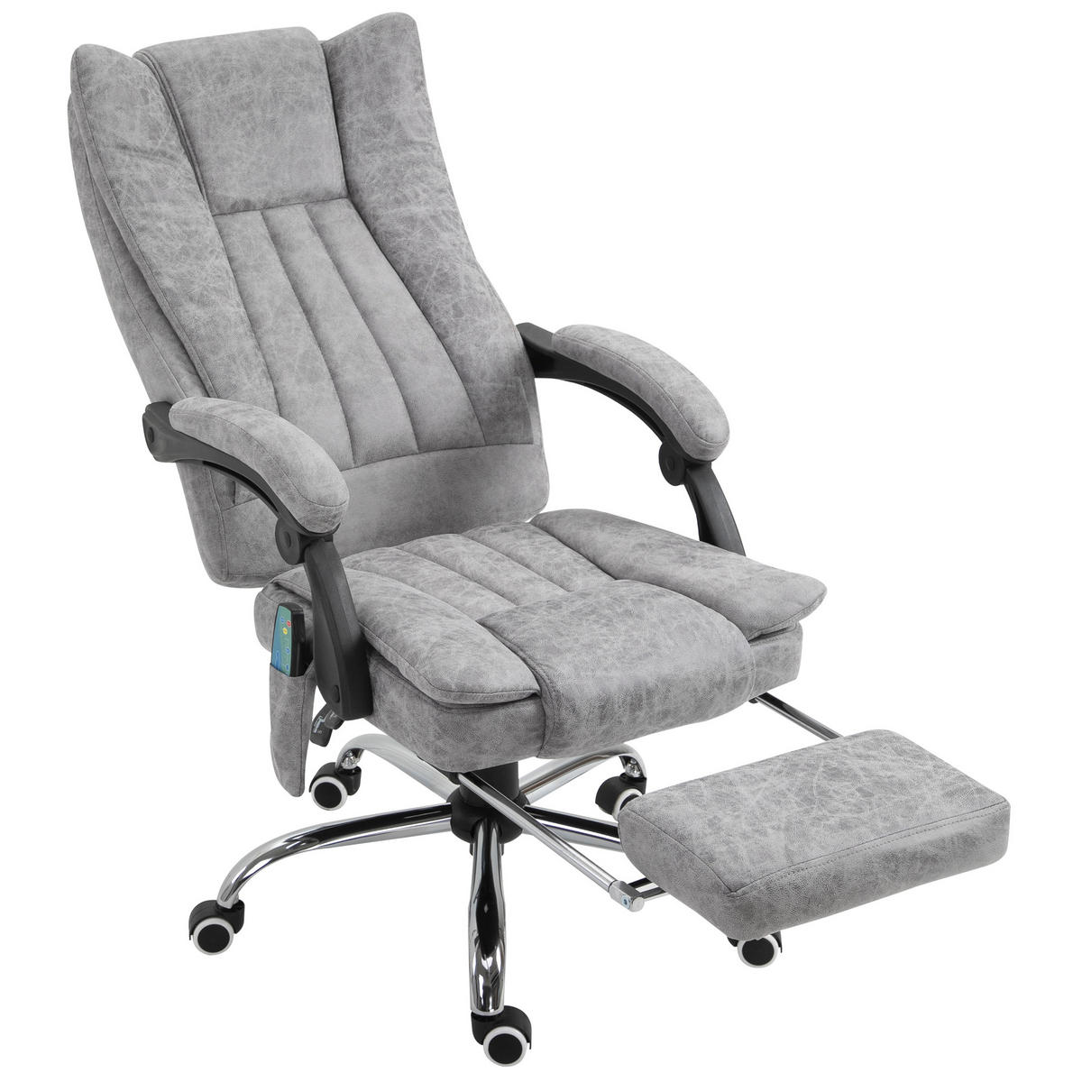 CHEFSESSEL DE-05096 Massage, Heizung, Liegefunktion & Fußstütze Grau - Grau, Metall (67/113/62cm) - ComfortXL