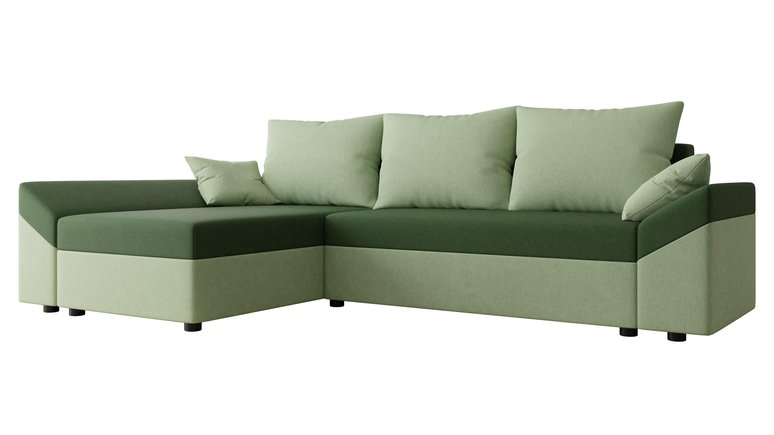 ECKSOFA Dante L - Schwarz/Grün, Holz/Kunststoff (240/140cm) - MIRJAN24