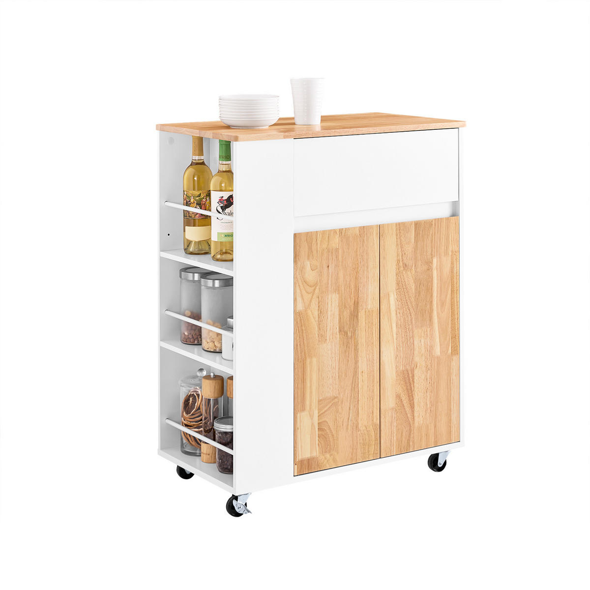 KÜCHENWAGEN Weiß - Weiß, Holzwerkstoff (70/90/40cm) - SoBuy