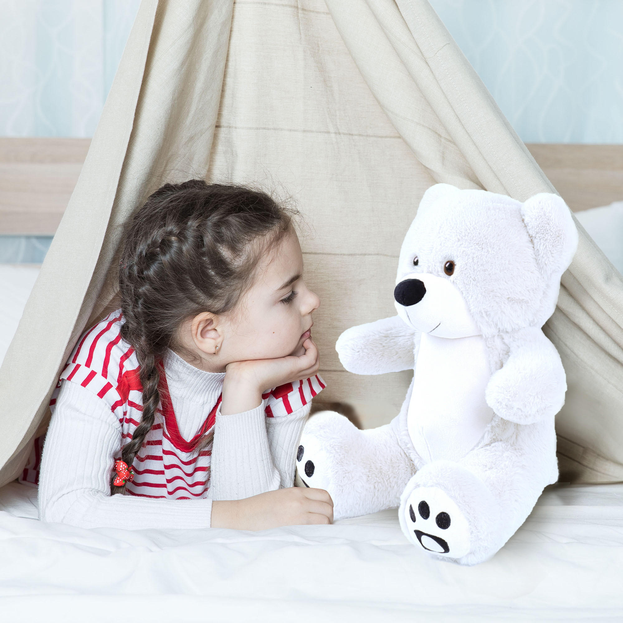 TEDDYBÄR süße Plüschtiere 25cm Weiß - Weiß, Textil (10/12cm) - Vercart