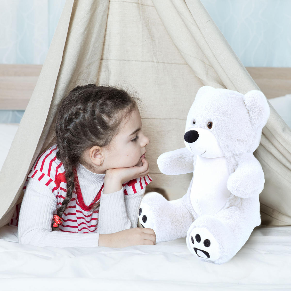 TEDDYBÄR süße Plüschtiere 25cm Weiß - Weiß, Textil (10/12cm) - Vercart