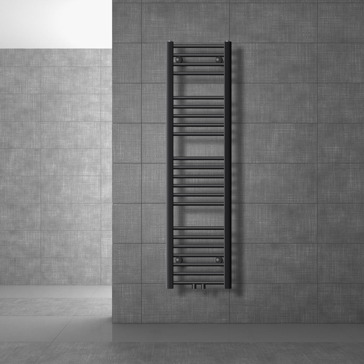 KOUPELNOVÝ radiátor Sahara 300 x 1400 mm, antracitový, rovný, s centrálním připojením - antracitová, kov (30/140/3cm) - LuxeBath