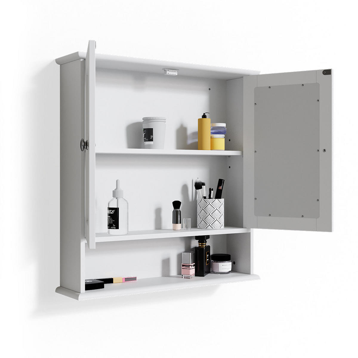 BADSPIEGELSCHRANK Bianco Weiß 56 x 58 cm - Weiß, Holzwerkstoff (56/58/13cm) - Vicco