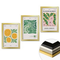 WANDBILDER 3er Set - 20x30 cm Goldrahmen - Pastellfarbene Frucht- und Pflanzenmotive - Goldfarben, Kunststoff (20/30cm) - ArtPrintCave