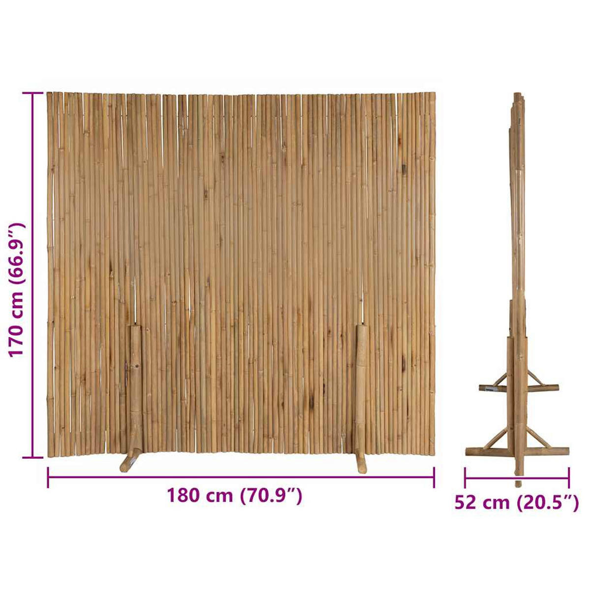 BAMBUSZAUN 180/170 Cm - Braun, Naturmaterialien (180/170cm) - vidaXL