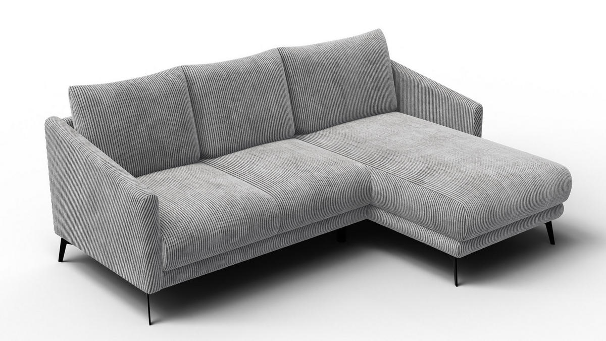 ECKSOFA VILT 3-Sitzer, hellgrau - Hellgrau/Schwarz, Holzwerkstoff/Textil (221/156cm) - Courtois Laville