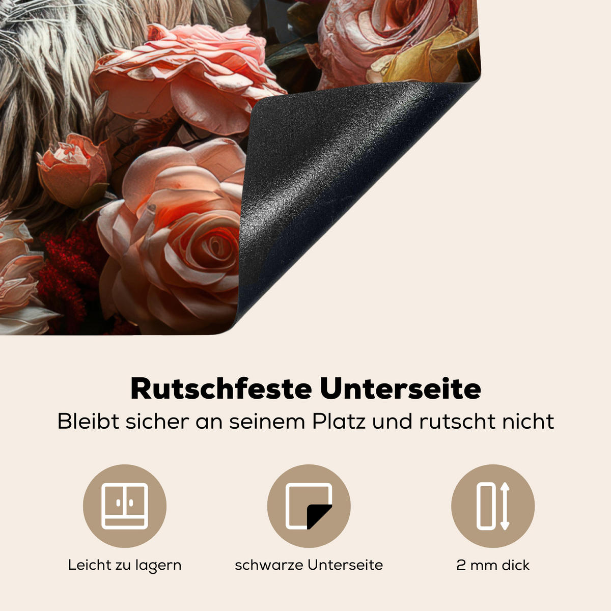 HERDABDECKPLATTE Tiger - Tier - Natur - Floral - Botanisch Induktionsmatte 77x59 cm - Orange, Kunststoff (77/59/0.2cm) - MuchoWow