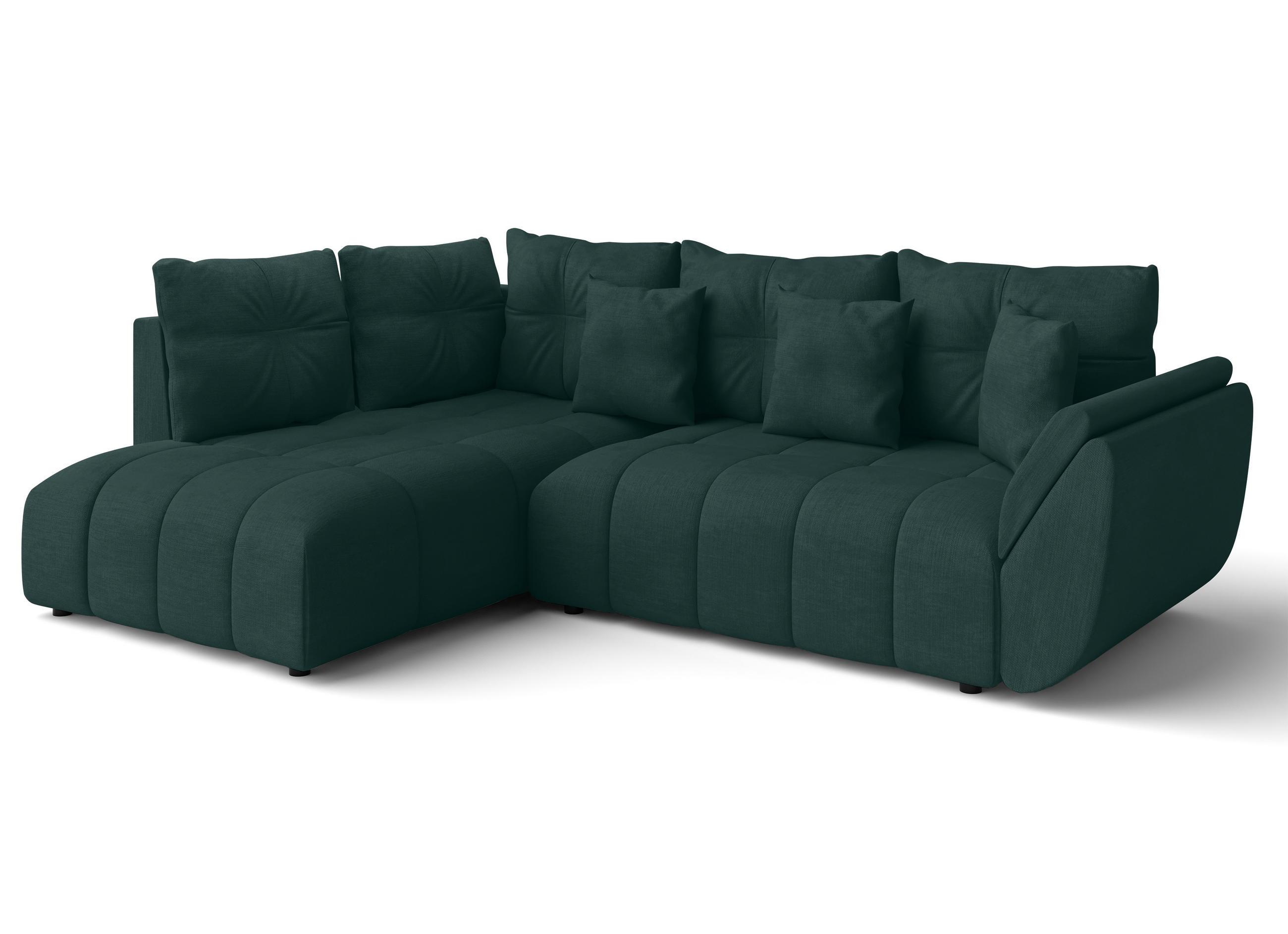 ECKSOFA L Form Corleone Grün 266/182/91 cm mit Schlaffunktion - Schwarz/Grün, Kunststoff/Textil (266/182cm) - AX Living