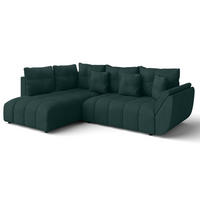 ECKSOFA L Form Corleone Grün 266/182/91 cm mit Schlaffunktion - Schwarz/Grün, Kunststoff/Textil (266/182cm) - AX Living