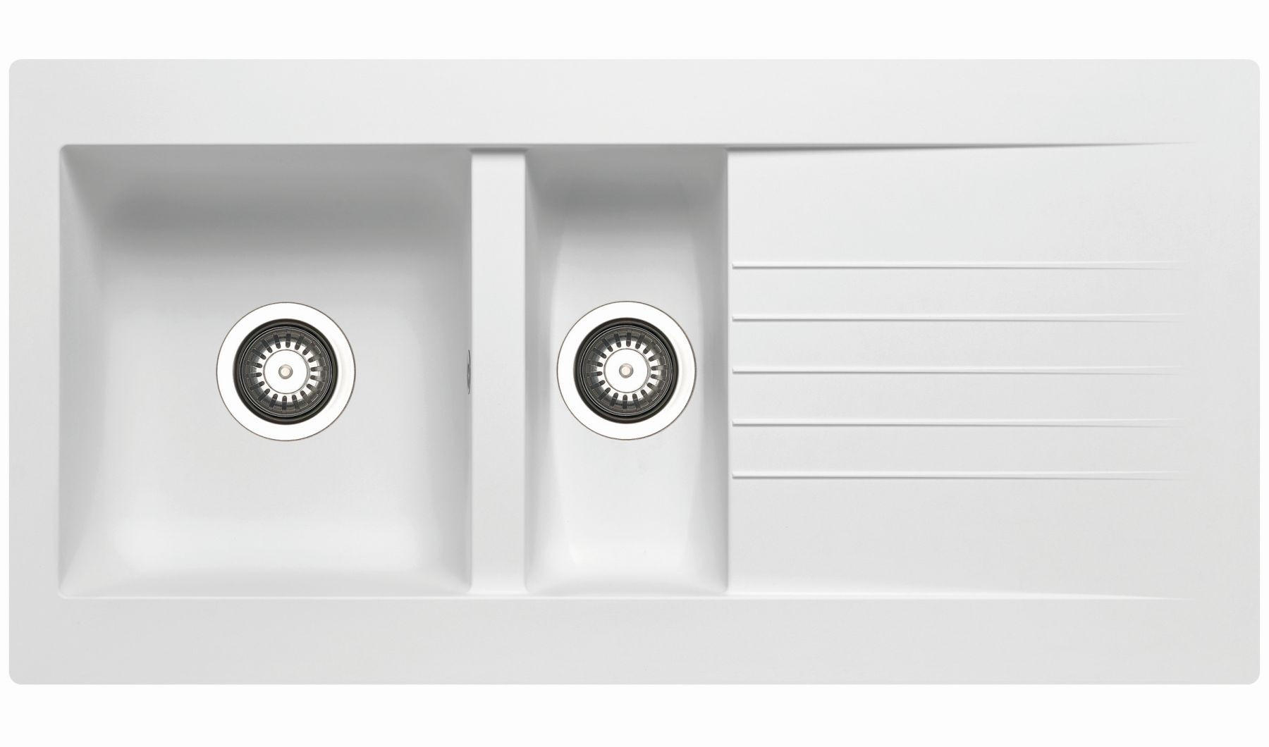 KÜCHENSPÜLE 100x50cm Einbauspüle Siroko 60cm Schrank Einbau reversibel stossfest - Weiß, Metall (50/20/100cm)