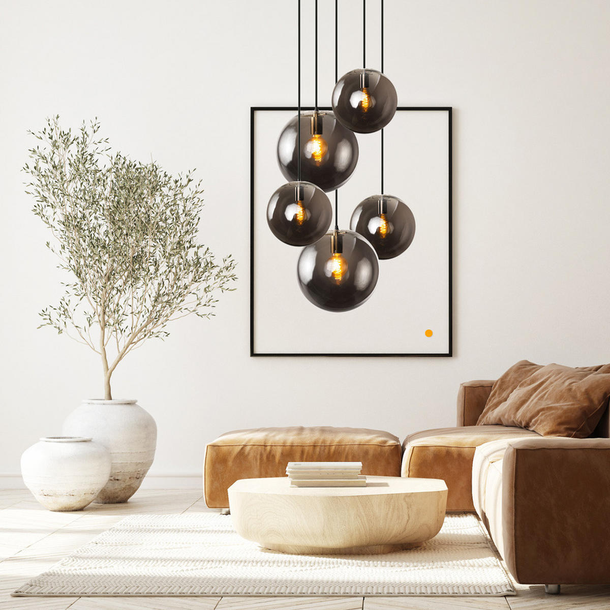 PENDELLEUCHTE Orb Schwarz/Rauch Ø 30cm - Schwarz/Grau, Glas (30/30/30cm) - s.luce