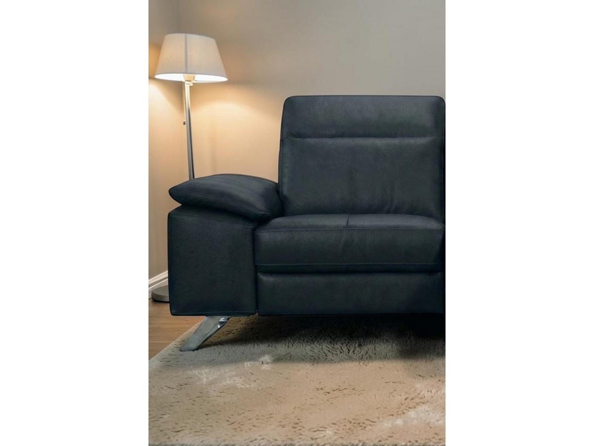 3-SITZER Sofa Genius Echtleder mit 1 x Relaxfunktion Schwarz - Schwarz, Leder/Metall (220/80/104cm)