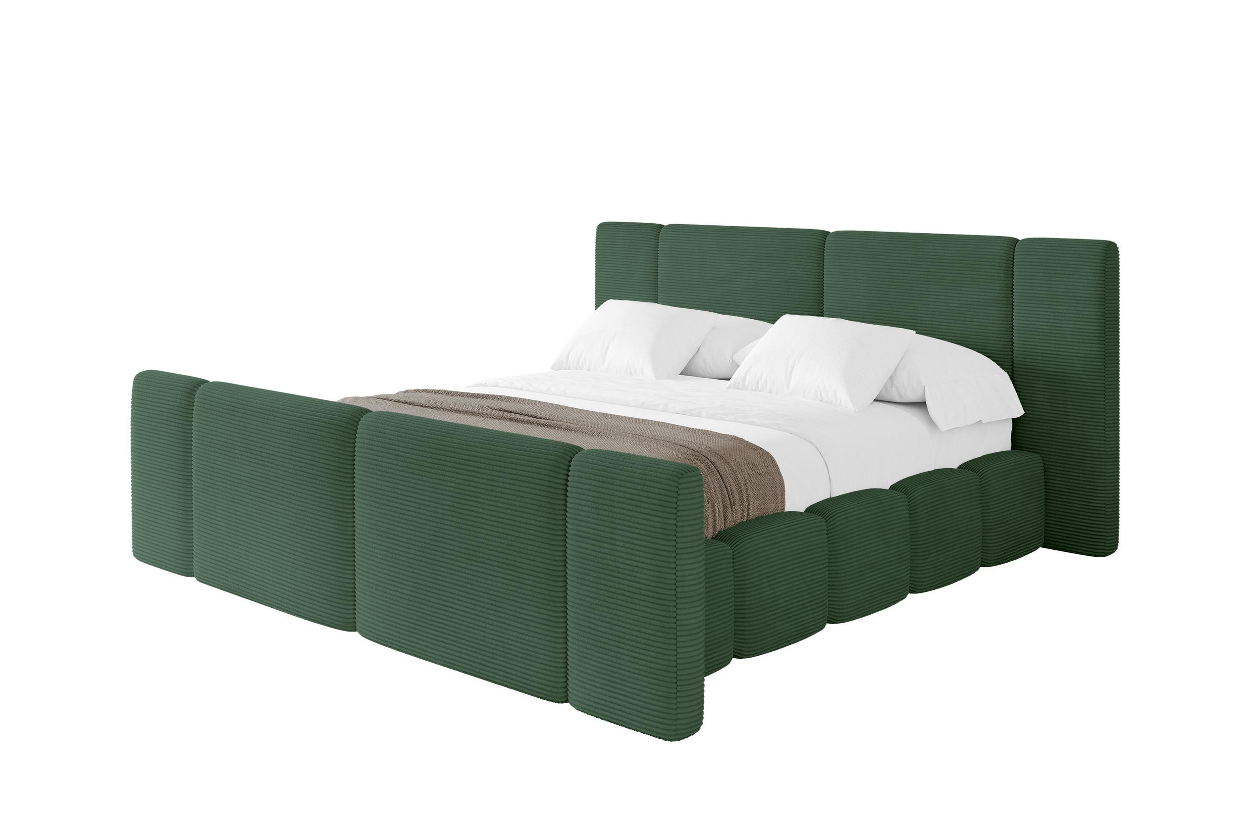 POLSTERBETT mit Bettkasten, Fußteil und Lattenrost, Boxbett ohne Matratze - NILO-Z 200x200 Grün - Grün, Holzwerkstoff/Textil (200/200cm) - ALTDECOR