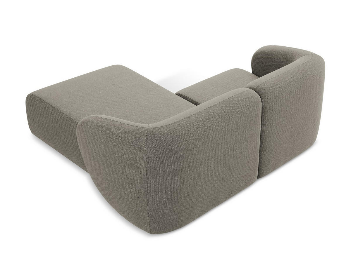 ECKSOFA Rechts Bouclé Stoff Grau - Schwarz/Grau, Holzwerkstoff/Kunststoff (178/166cm) - Makamii