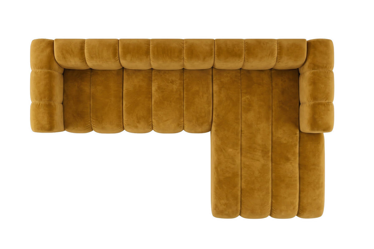 ECKSOFA Modulares In L-Form, Velvet-Stoff Riviera, Senffarbe, Rechts, GRAND 287 cm - Gelb, Holz (287/179cm) - Kaiser Möbel