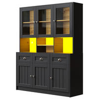 BUFFET DE-38565 140/40/175 cm Acryl-Türen und LED-Beleuchtung Schwarz - Schwarz, Holzwerkstoff (140/175/40cm) - ComfortXL