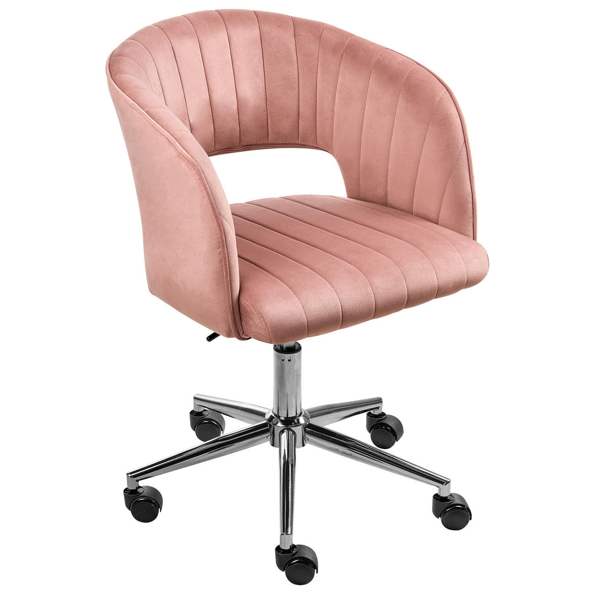BÜROSTUHL Rosa Katonah - Pink/Silberfarben, Textil (57/78/57cm) - Beliani