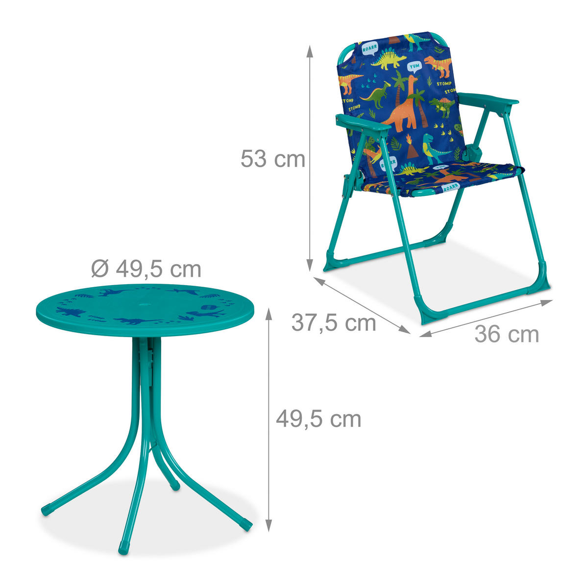 CAMPING-KINDERSITZGRUPPE - Türkis, Kunststoff/Textil - Relaxdays