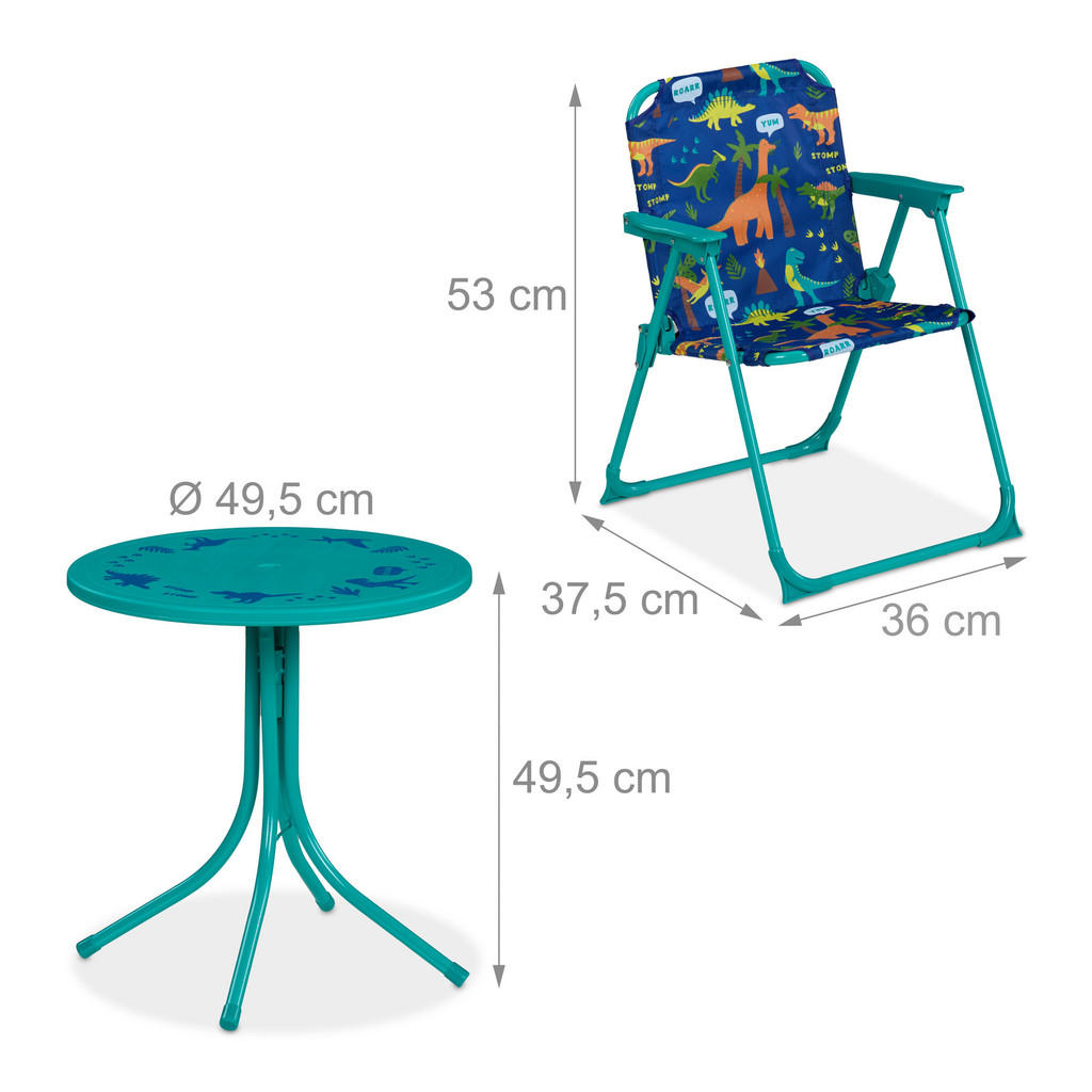 Thumbnail - Relaxdays Camping-Kindersitzgruppe, Türkis, Metall, Textil, Kunststoff, Gartenmöbel, Kinder-Gartenmöbel