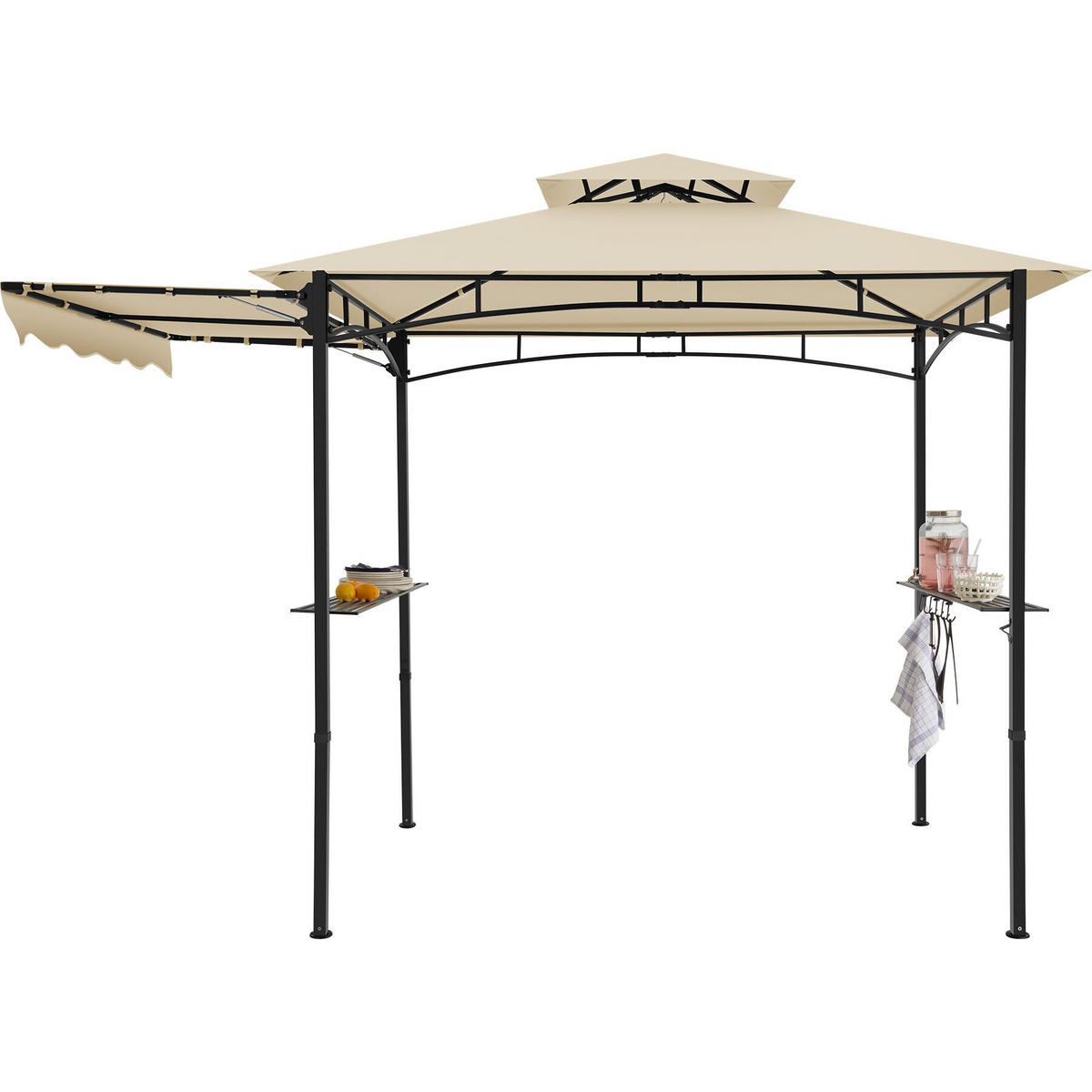 GRILLPAVILLON Maracaibo, 316 x 150 x 250 cm, Sand - Sandfarben, Kunststoff (150/250/316cm) - tectake
