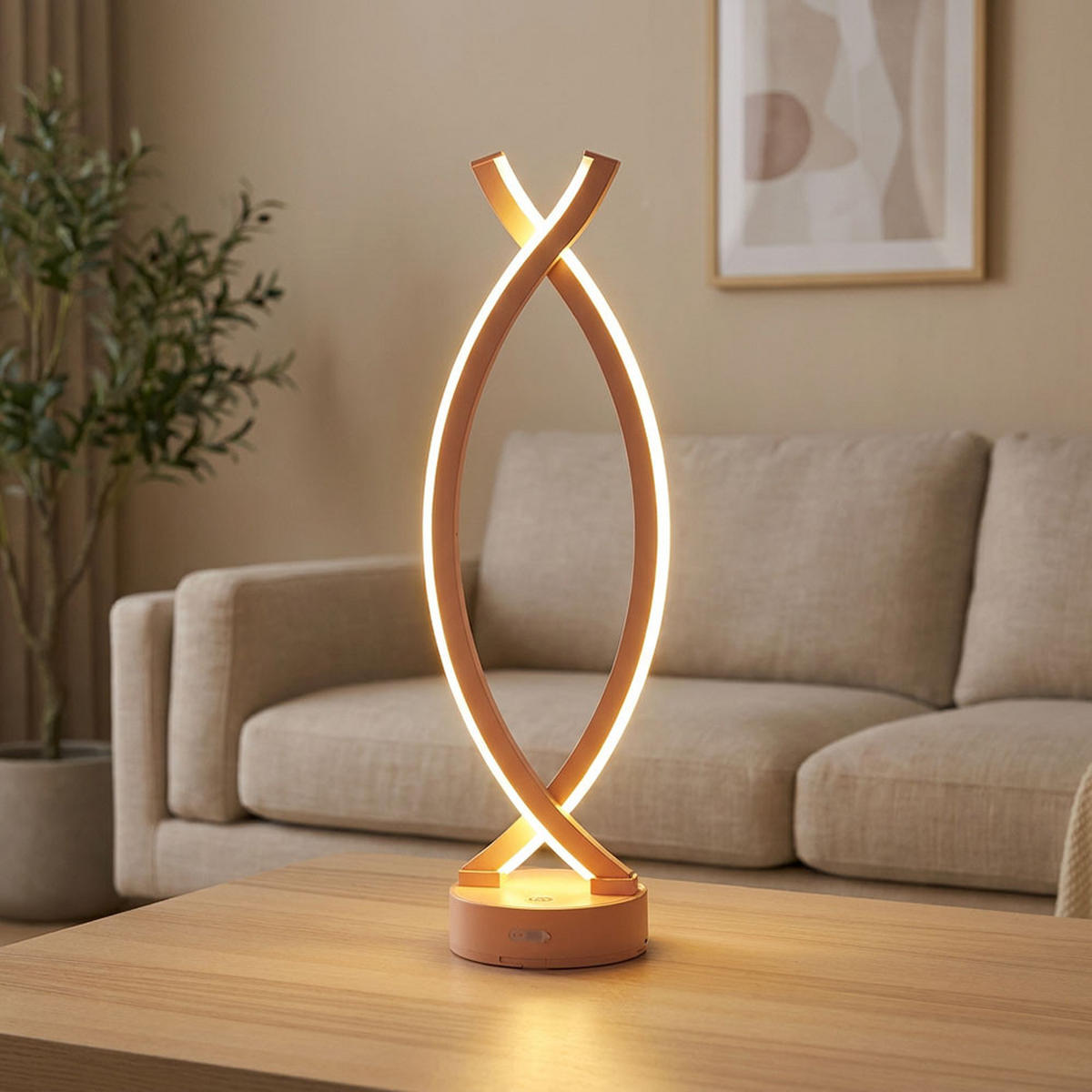 LED TISCHLEUCHTE Opal Pfirsichfarben - Orange, Kunststoff (12.5/10/41cm) - Globo Lighting