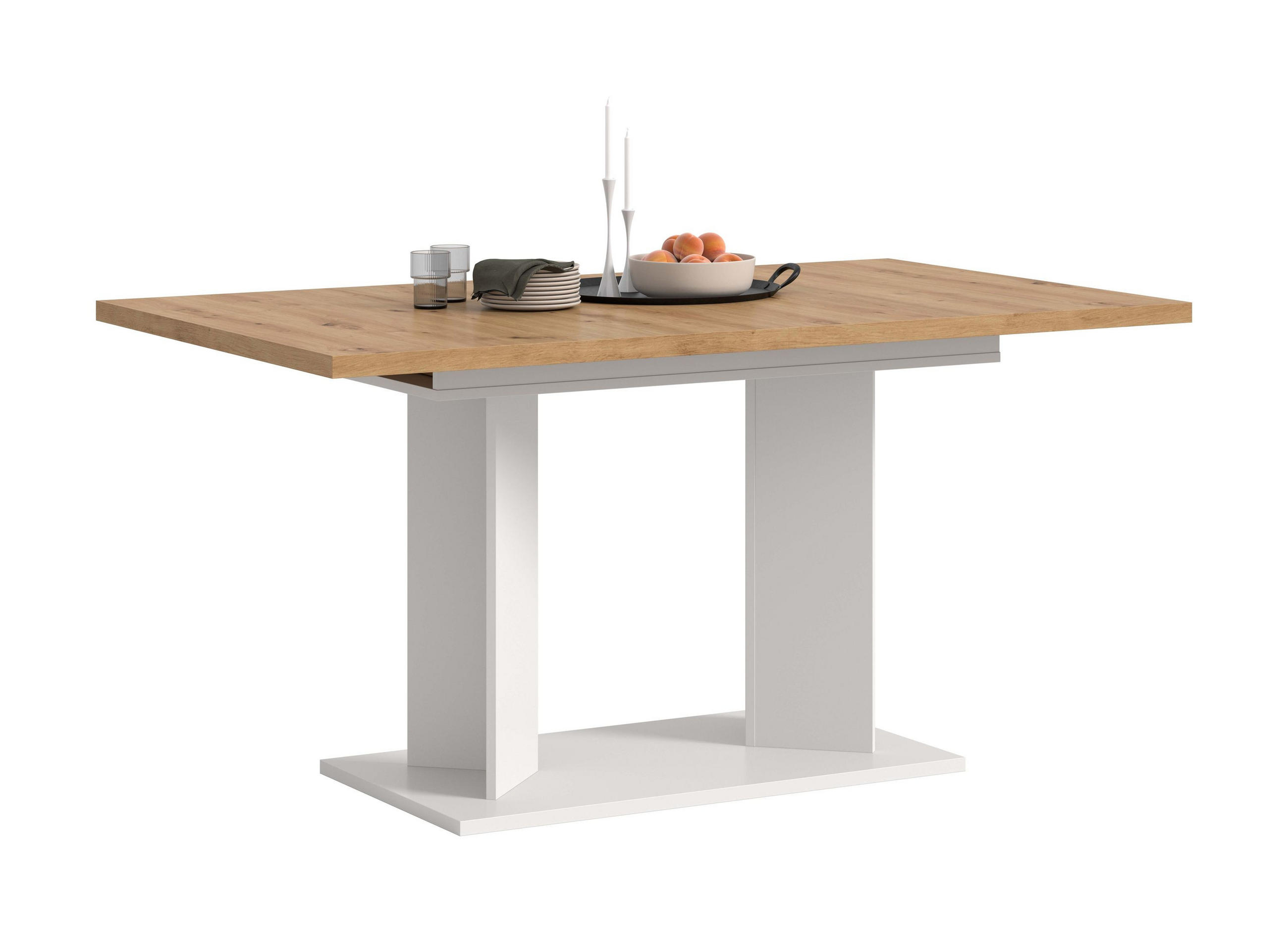 ESSTISCH GUSTAV (B/H/T: ca. 190/76/90 cm) in weiß/Artisan Eiche Nachbildung - Weiß, Holzwerkstoff (90/190/76cm)