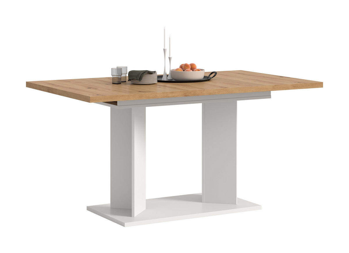 ESSTISCH GUSTAV (B/H/T: ca. 190/76/90 cm) in weiß/Artisan Eiche Nachbildung - Weiß, Holzwerkstoff (90/190/76cm)